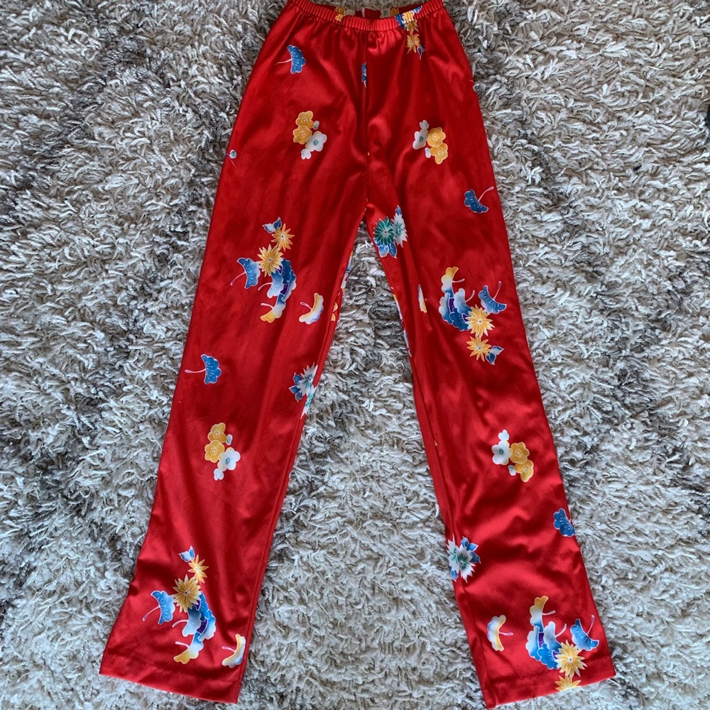 Vintage High Waisted Floral Pants